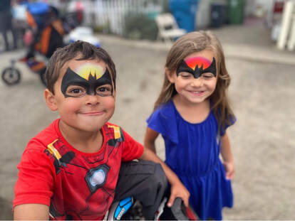 Two Bay Area kid's with Batman face paint